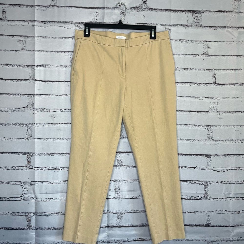 J. Jill Tan Straight Leg Pants with Tailored Design Stretch Fit High Waist SZ 10